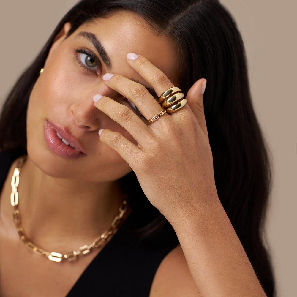 Orelia Polished Triple Domed Ring - Gold
