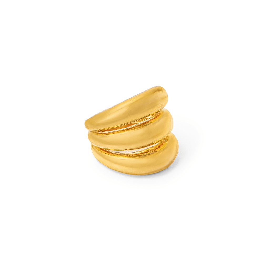 orelia Polished Triple Domed Ring - Gold