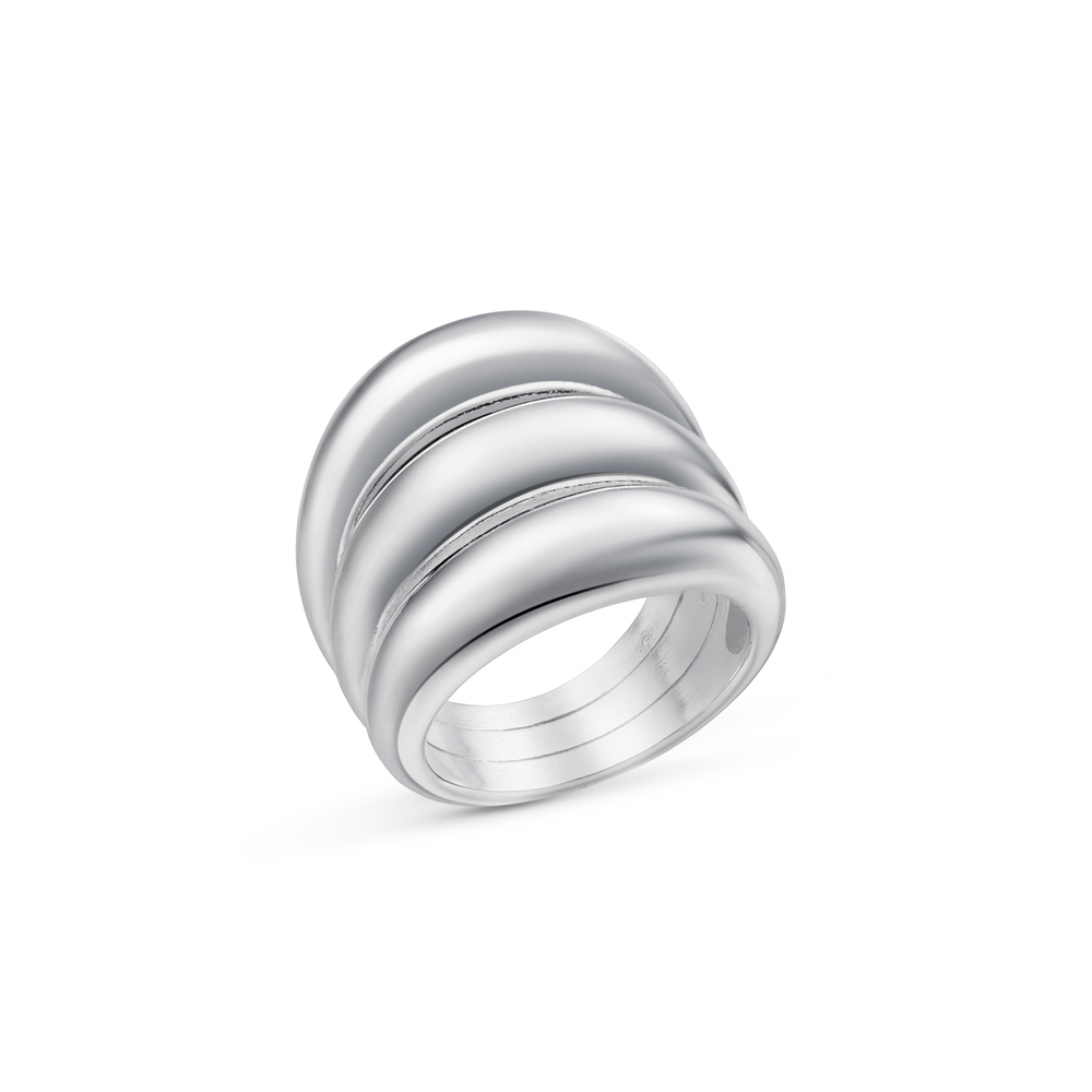 orelia Polished Triple Domed Ring - Silver