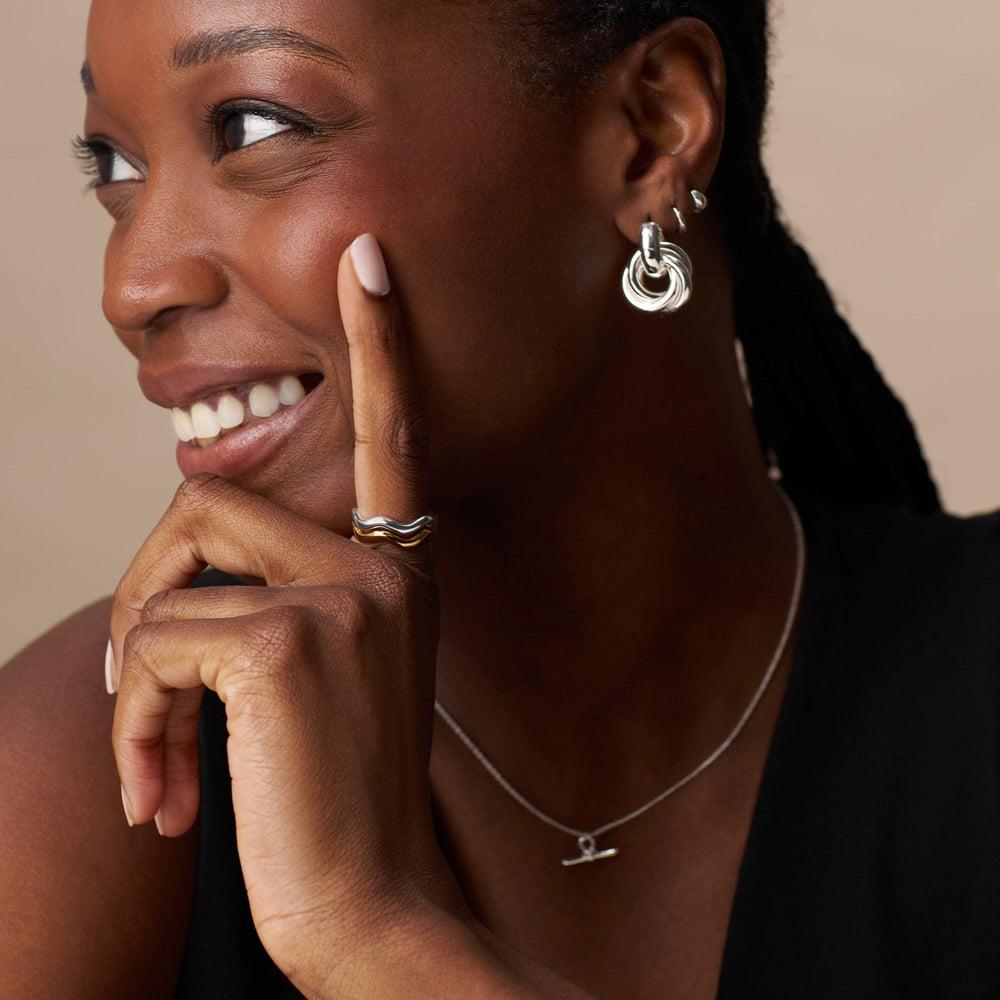 Orelia Polished Wave Ring - Silver