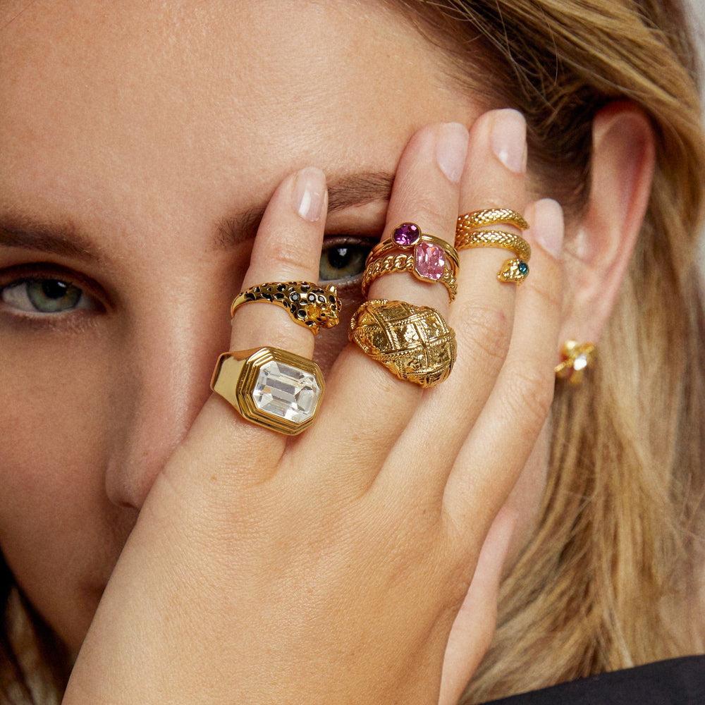 Orelia Quilted Texture Domed Ring