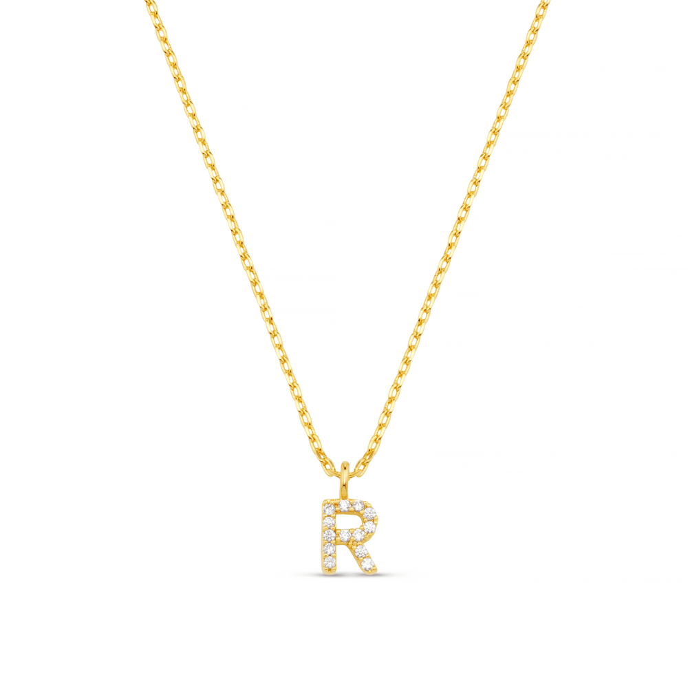 orelia R Pave Initial Charm Necklace