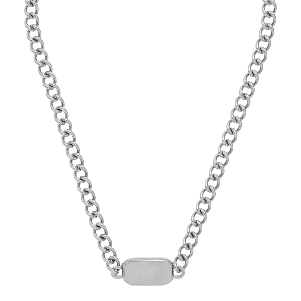 orelia Rectangle Tag Chunky Chain Necklace - Silver