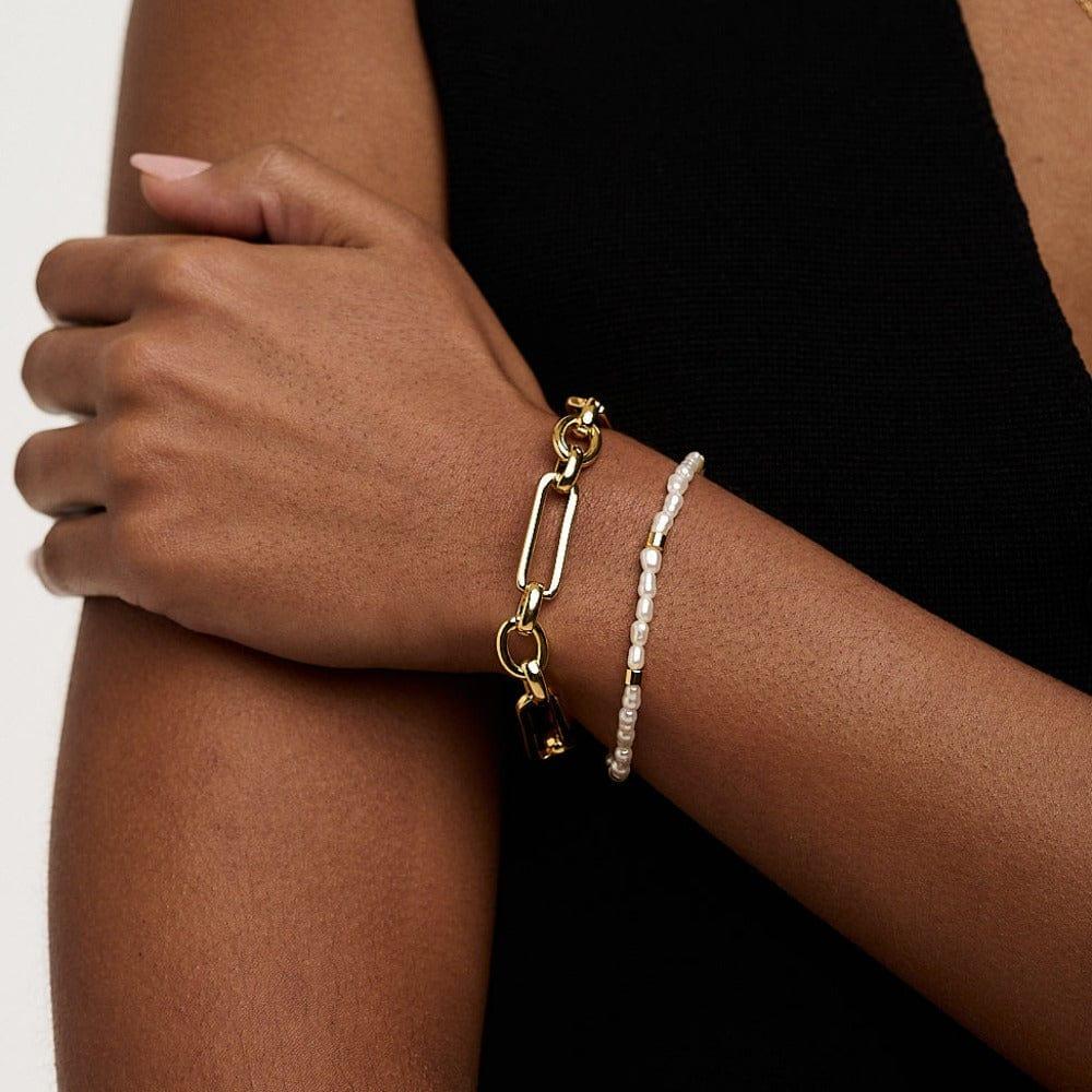 Orelia Rectangular Link T-Bar Bracelet - Gold