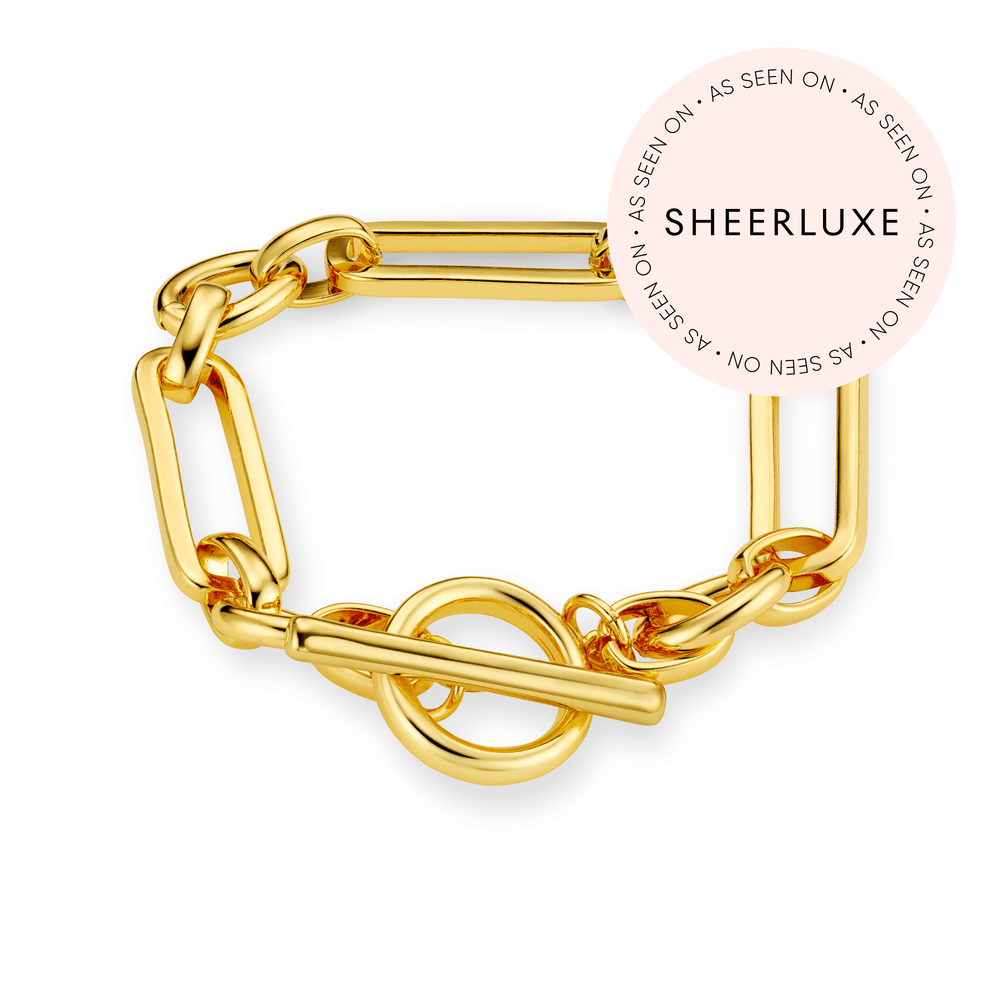 orelia Rectangular Link T-Bar Bracelet - Gold