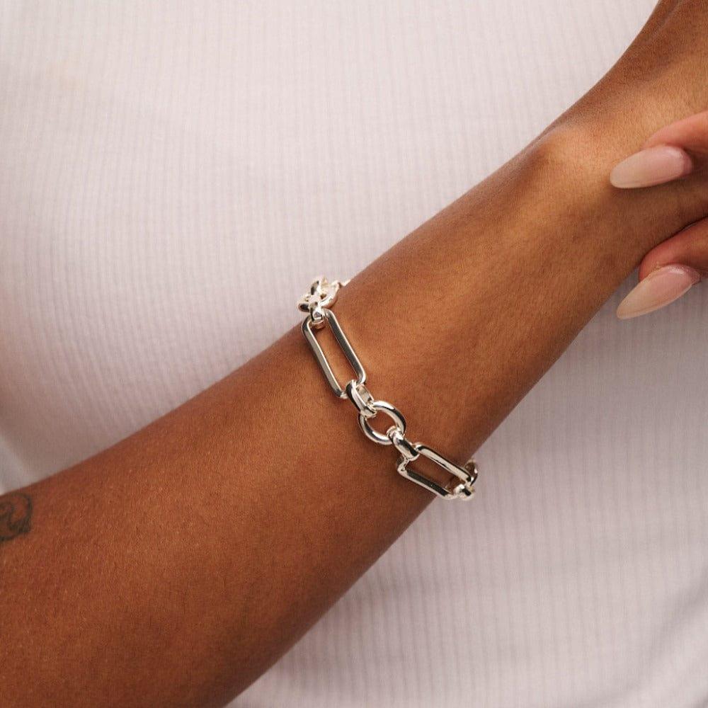 Orelia Rectangular Link T-Bar Bracelet - Silver
