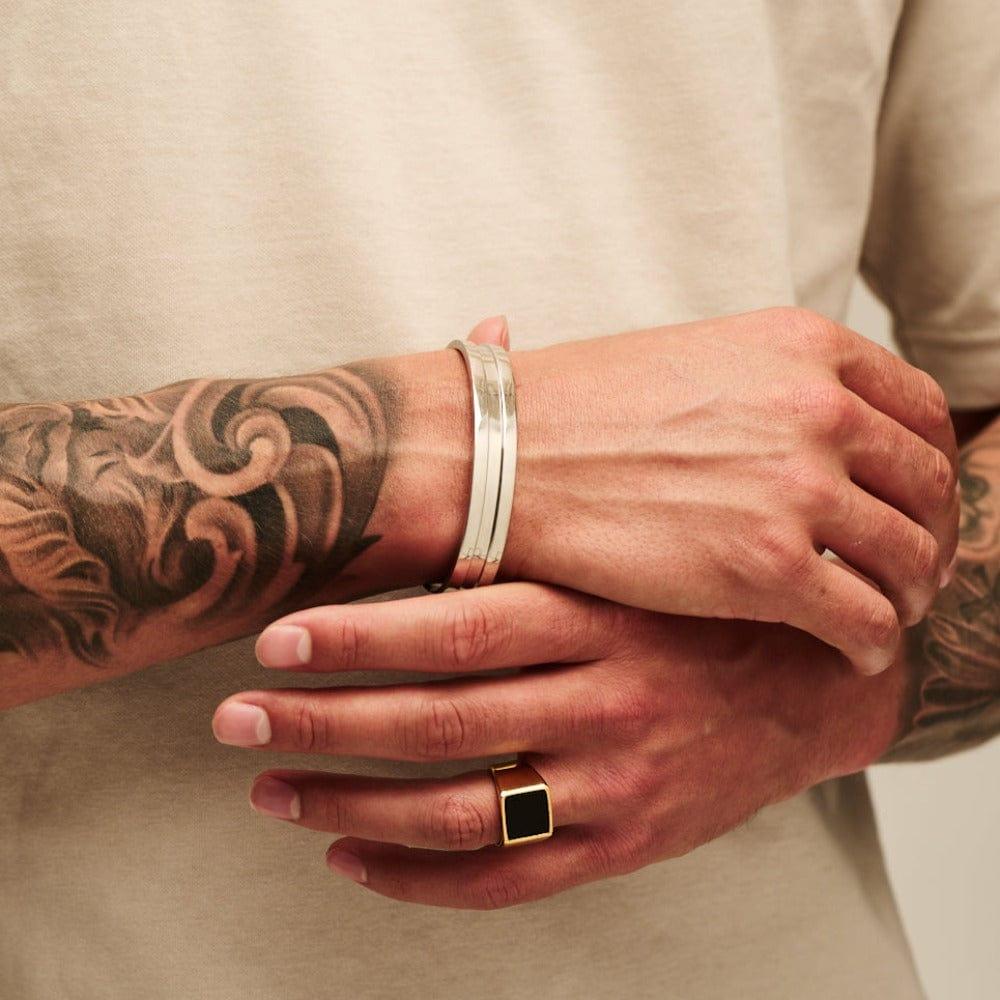 Orelia Ridged Bangle - Silver