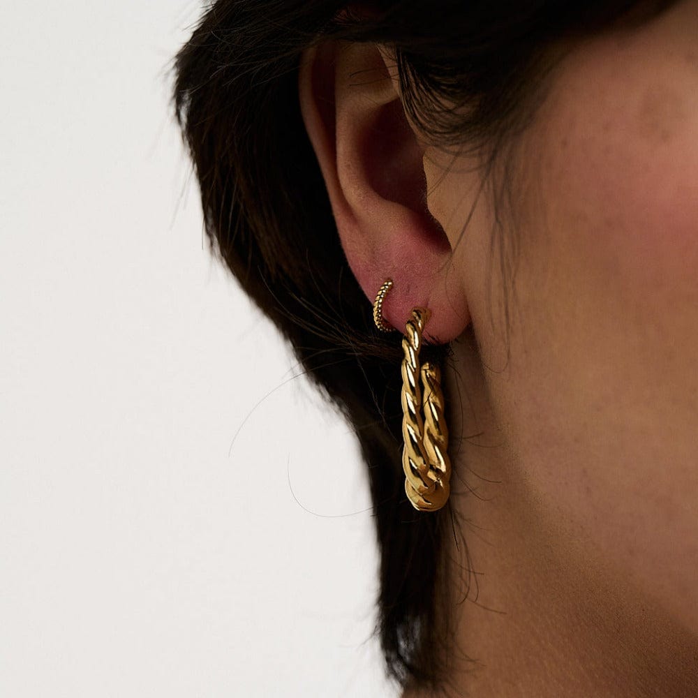Orelia Rope Mini Micro Hoop Earrings - Gold