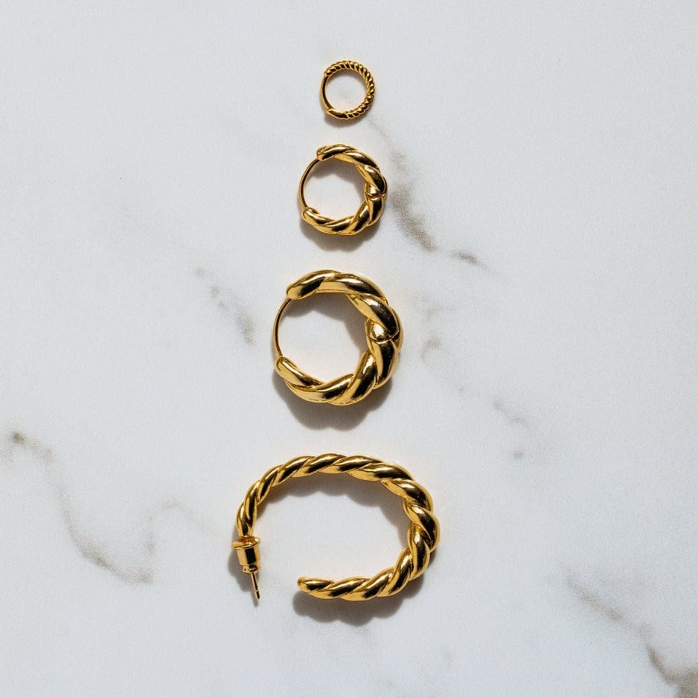 Orelia Rope Mini Micro Hoop Earrings - Gold