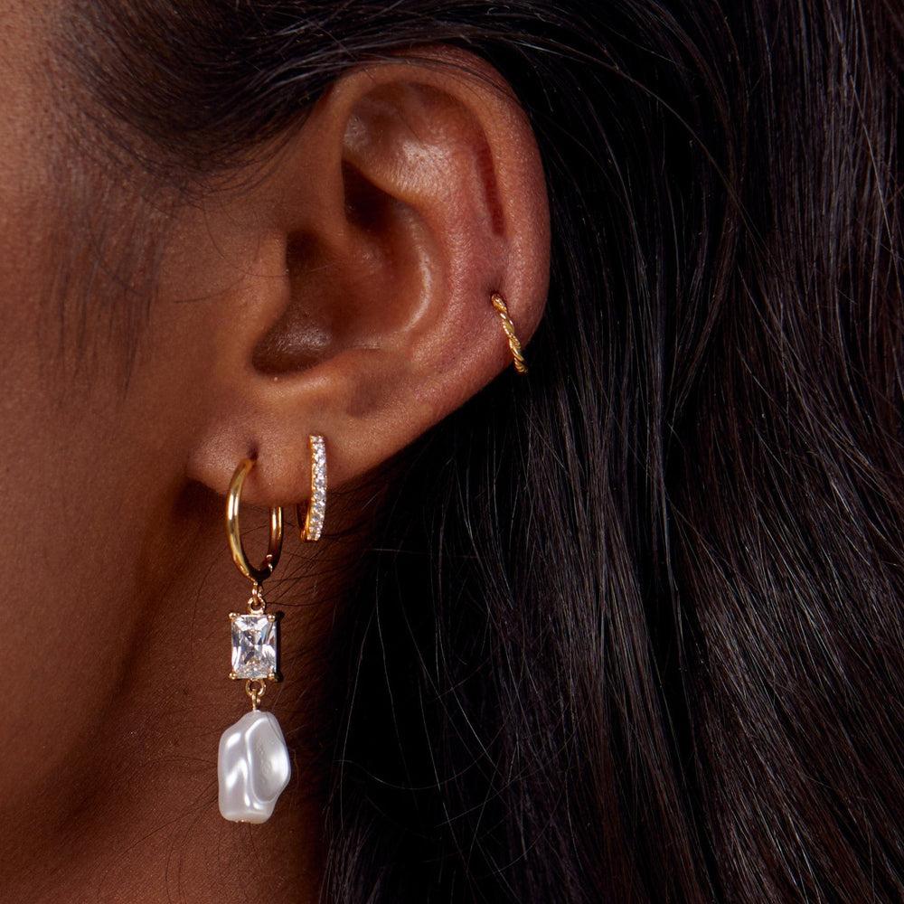 Orelia Rope Twist Clicker Hoop 8mm - Gold