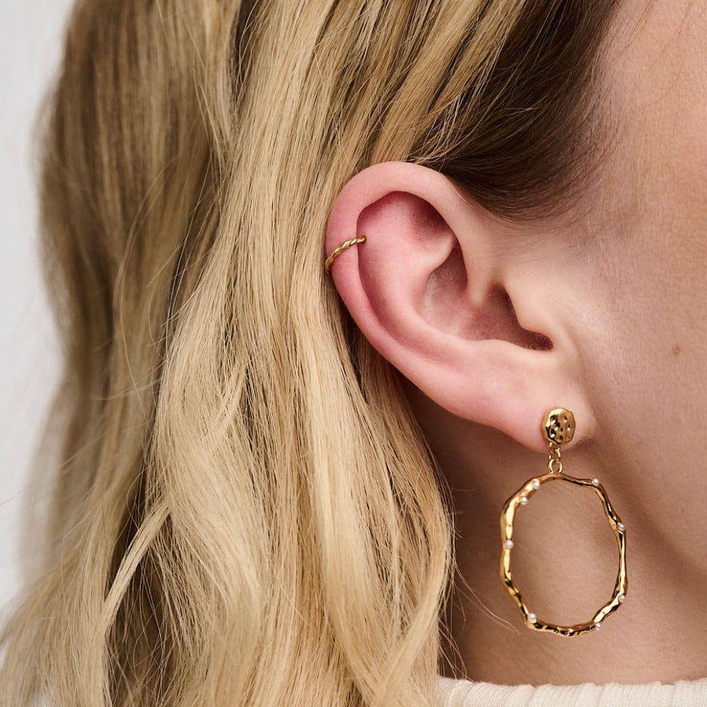 Orelia Rope Twist Clicker Hoop 8mm - Gold