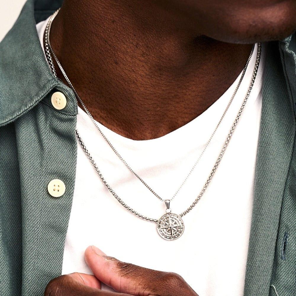 Orelia Round Box Chain Necklace - Silver