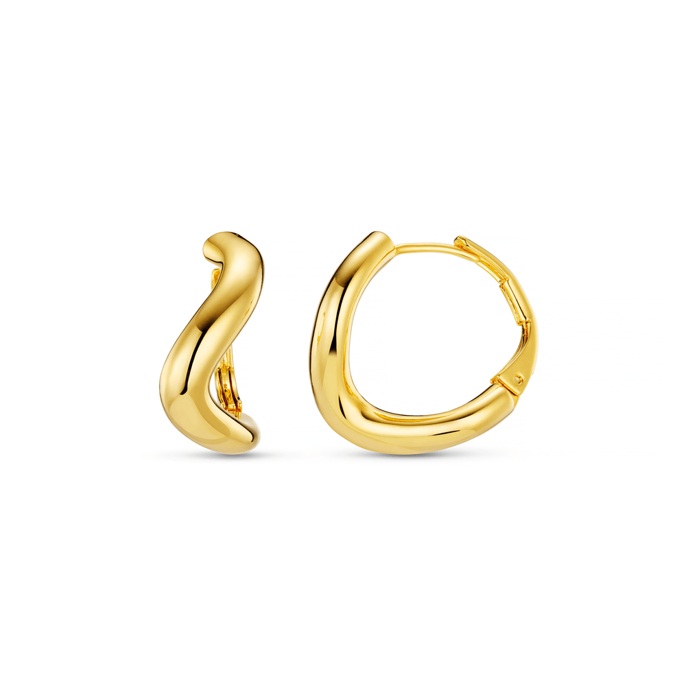 orelia Round Wave Chunky Hoop Earrings - Gold