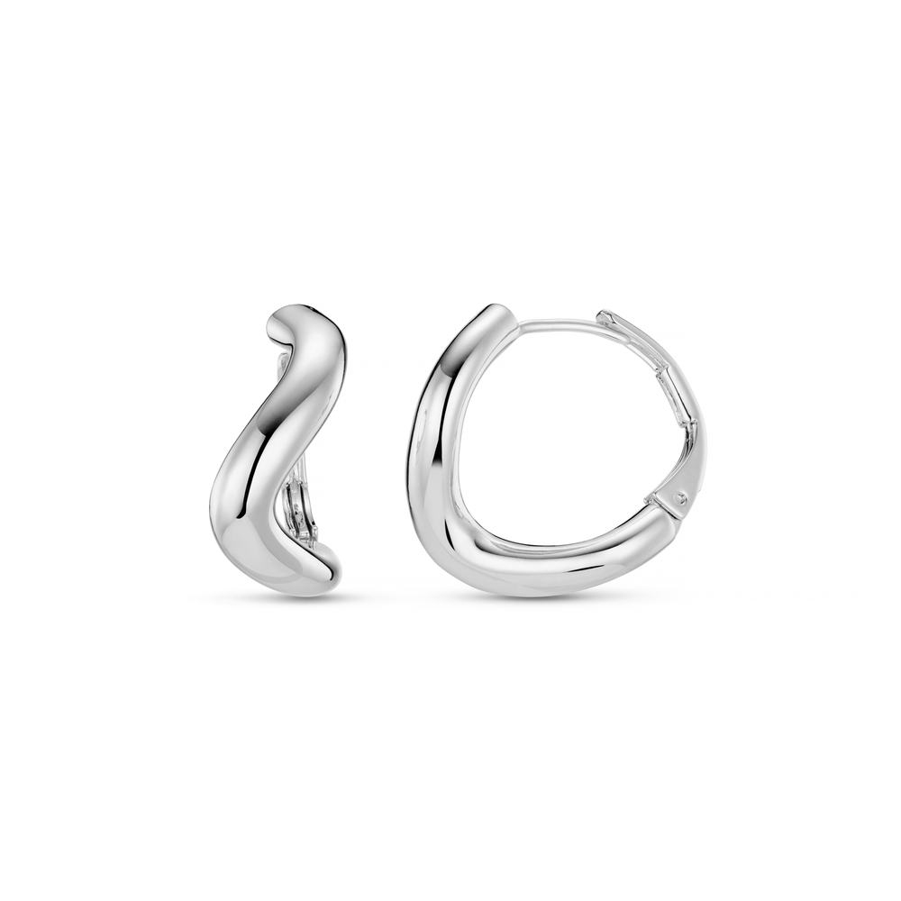 orelia Round Wave Chunky Hoop Earrings - Silver