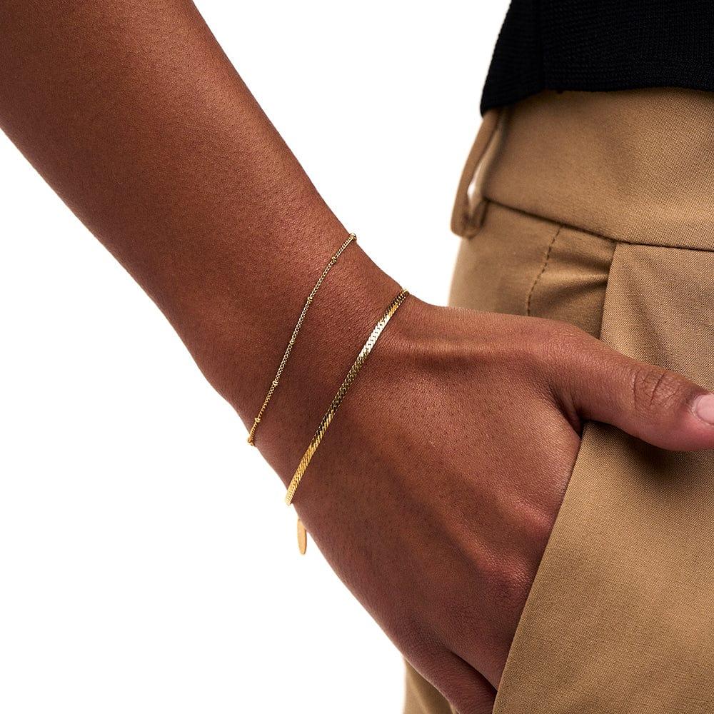 Orelia Satellite & Flat Curb Bracelet Duo - Gold