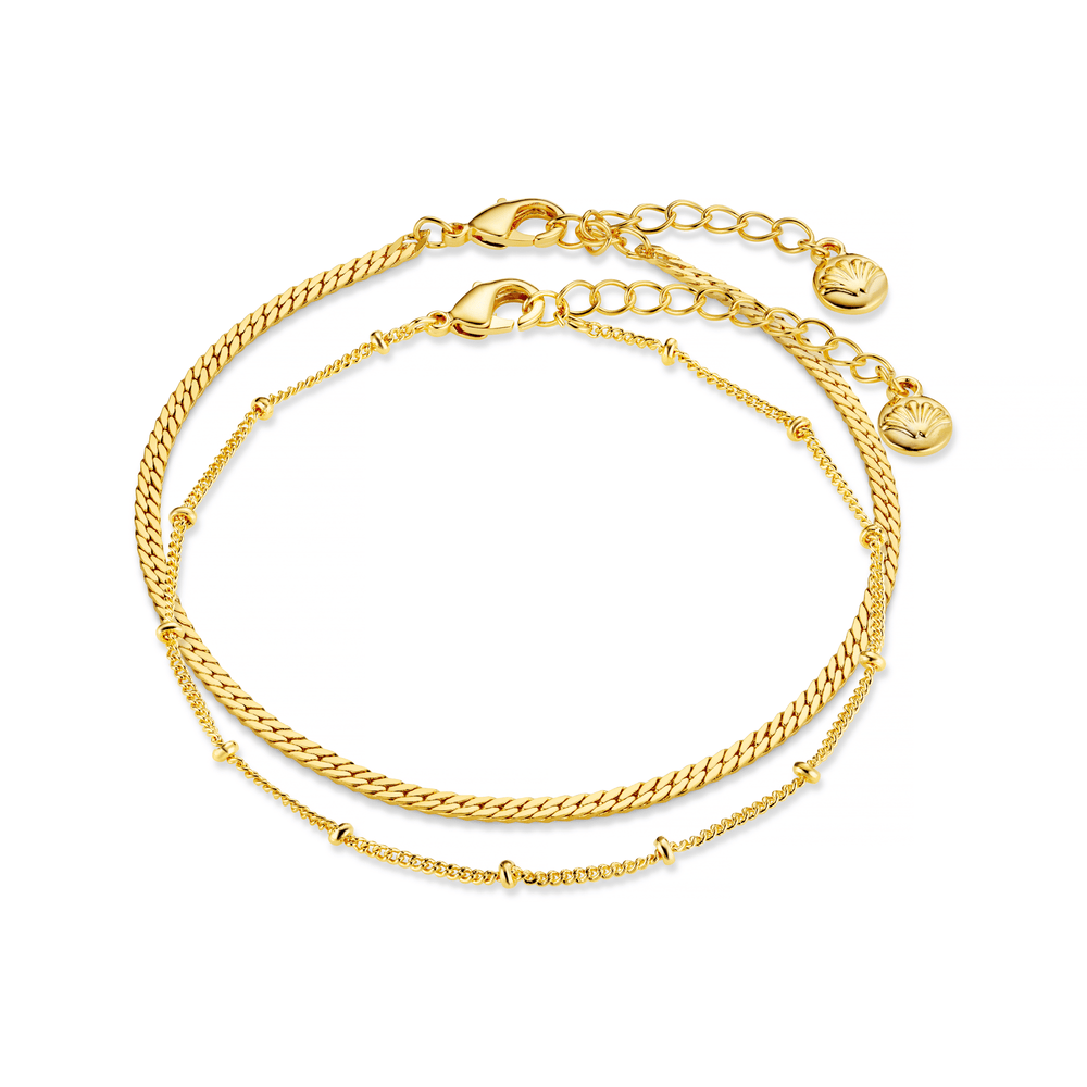 orelia Satellite & Flat Curb Bracelet Duo - Gold