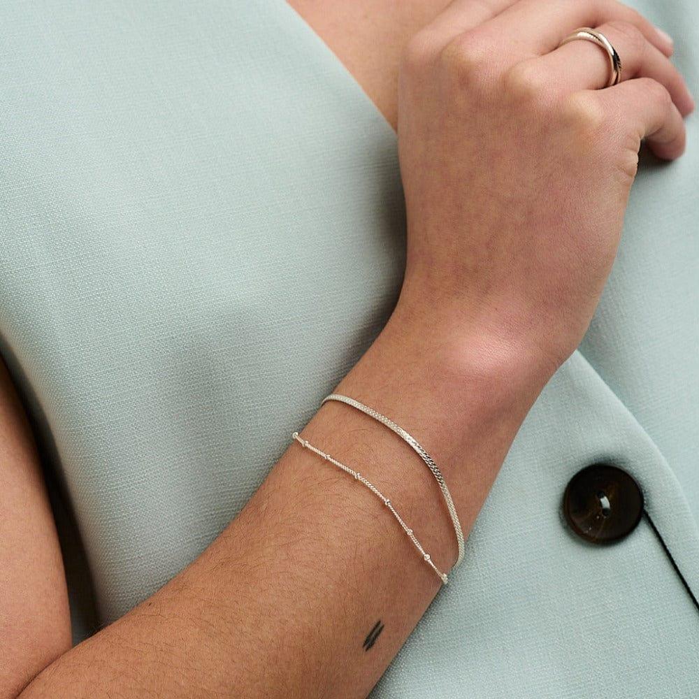 Orelia Satellite & Flat Curb Bracelet Duo - Silver