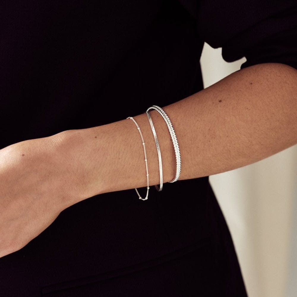 Orelia Satellite & Flat Curb Bracelet Duo - Silver