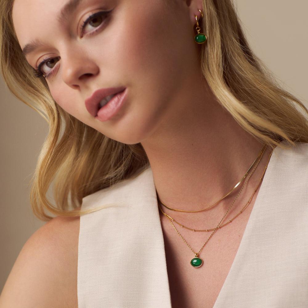 Orelia Semi-Precious Green Jade Pendant Necklace