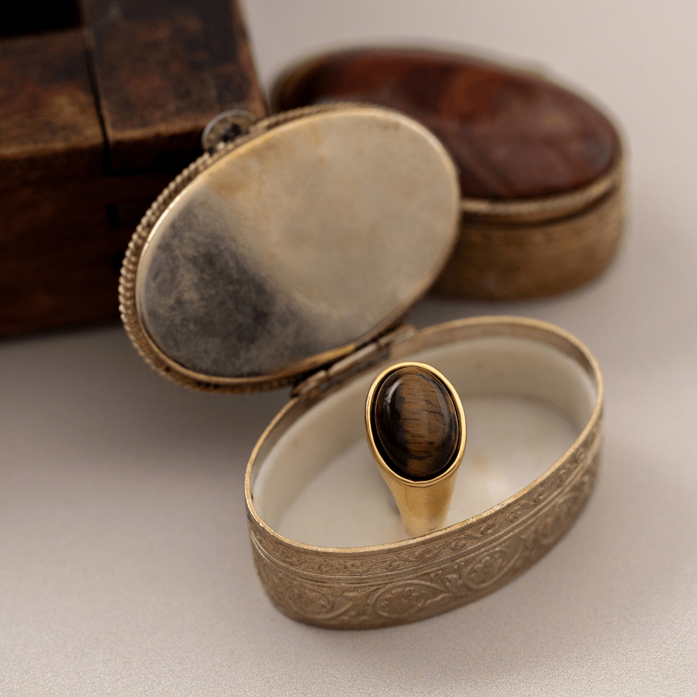 Orelia Semi-Precious Tiger's Eye Statement Ring