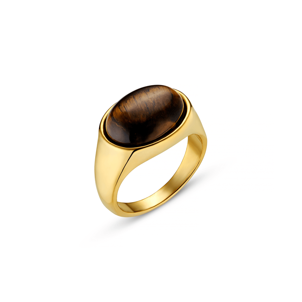 orelia Semi-Precious Tiger's Eye Statement Ring