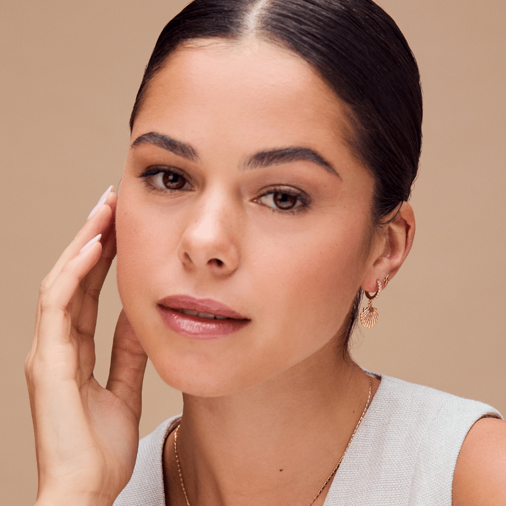 Orelia Shell Pavé Huggie Hoop Earrings