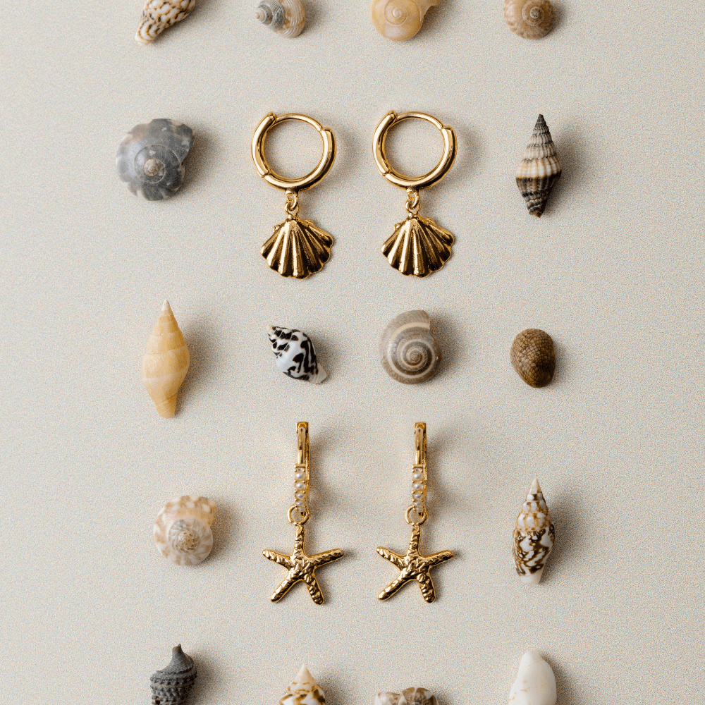 Orelia Shell Pavé Huggie Hoop Earrings