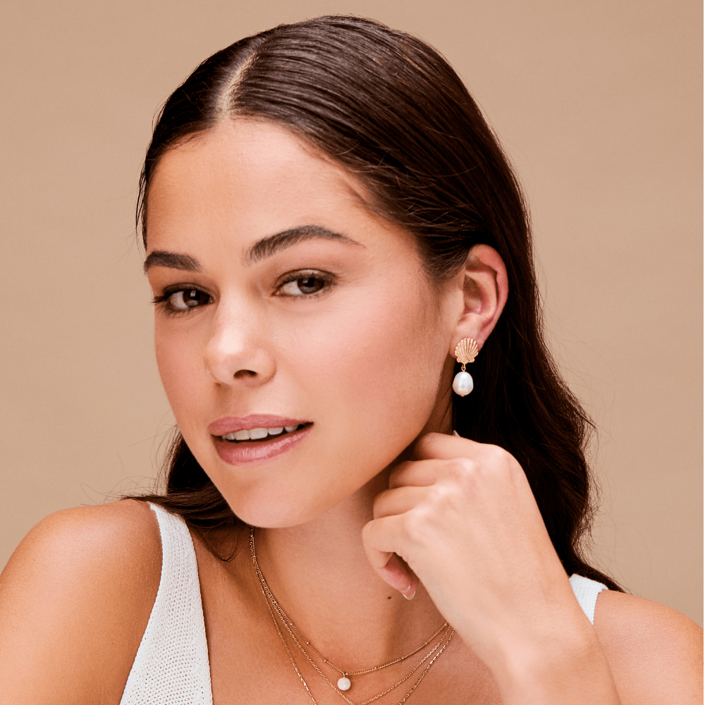 Orelia Shell & Pearl Drop Earrings