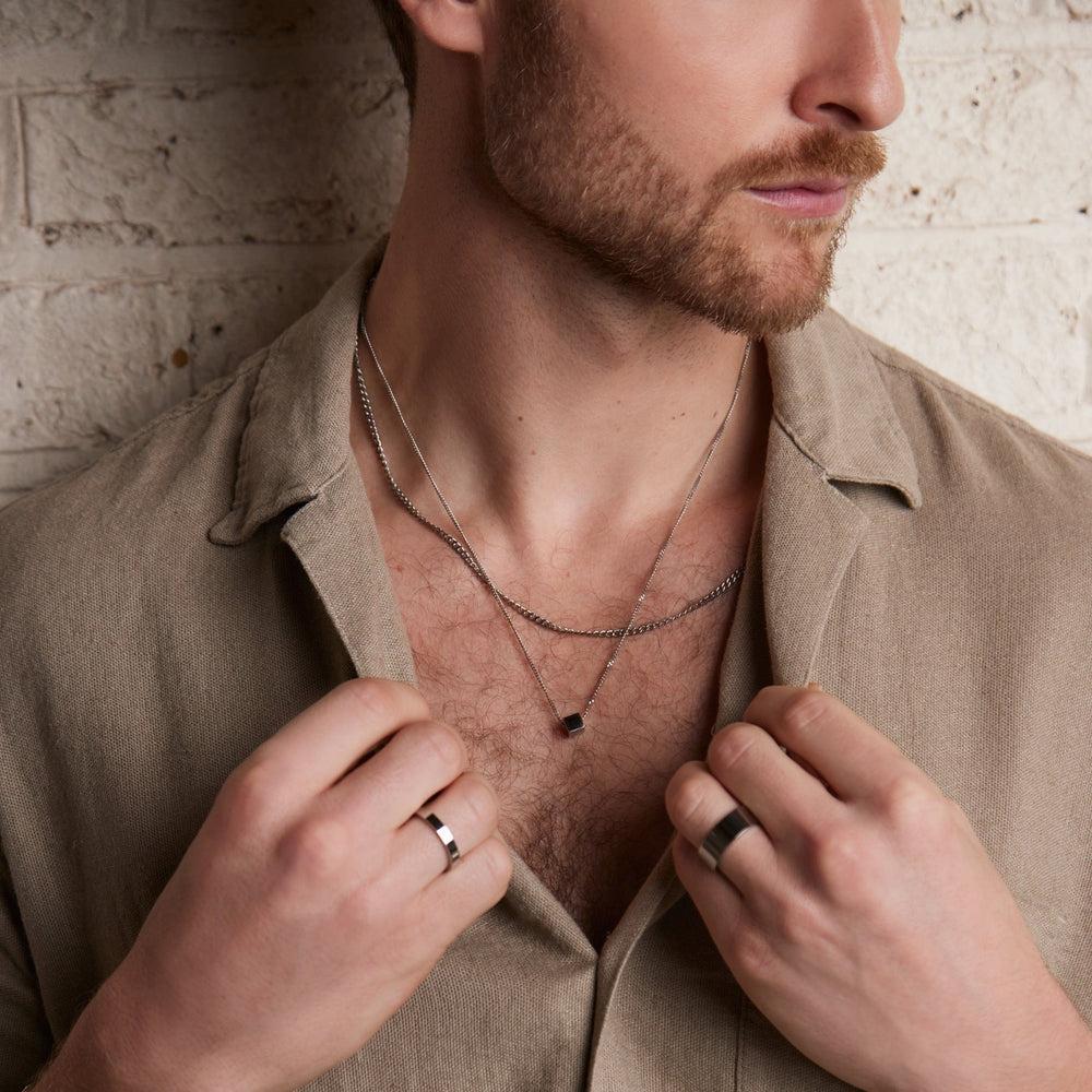 Orelia Solid Cube Threadthru Necklace - Silver