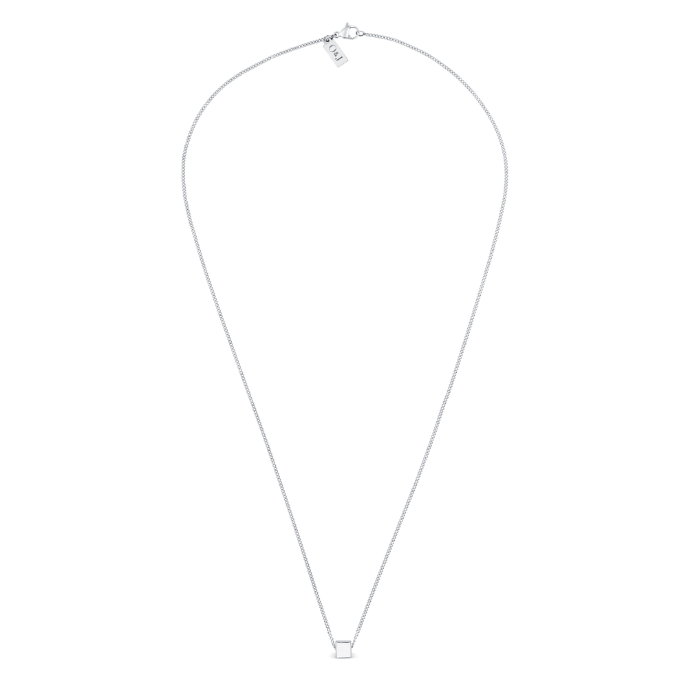 Orelia Solid Cube Threadthru Necklace - Silver