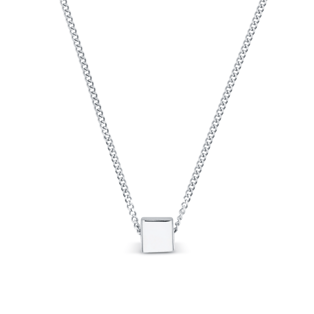 orelia Solid Cube Threadthru Necklace - Silver