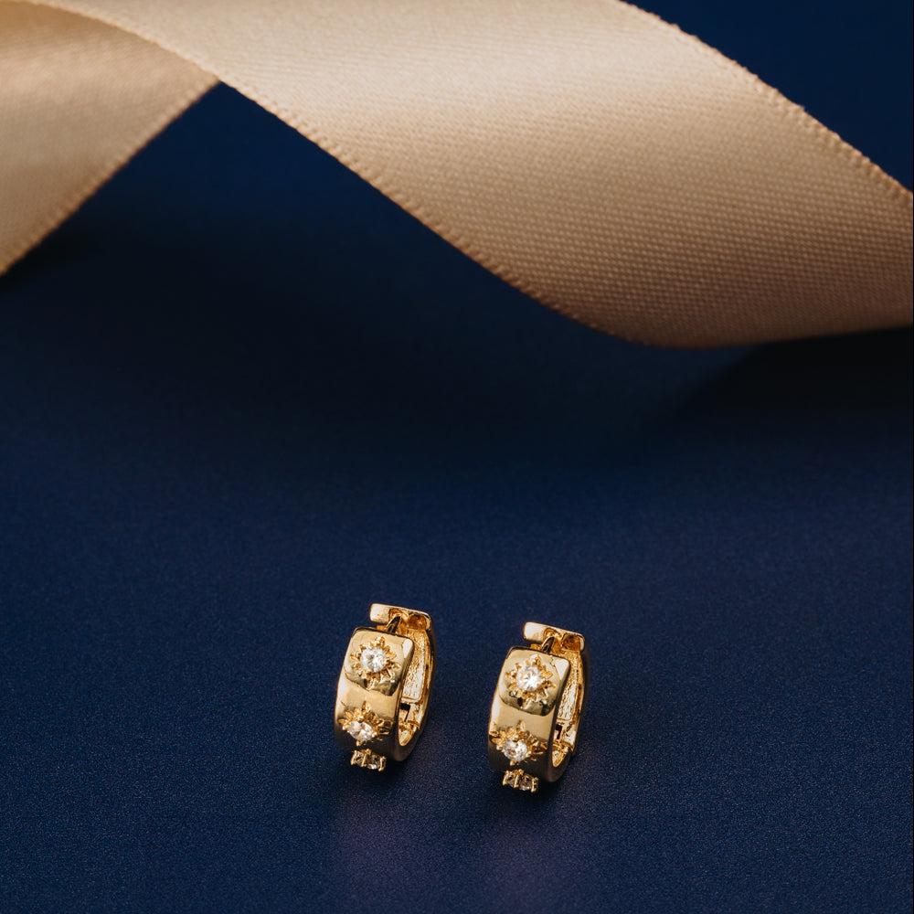Orelia Starburst Embellished Huggie Hoop Earrings