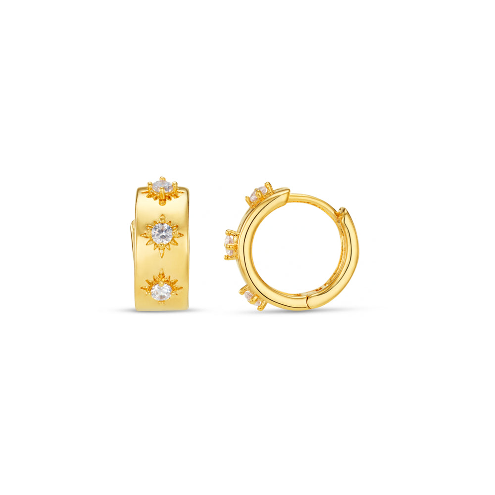 orelia Starburst Embellished Huggie Hoop Earrings