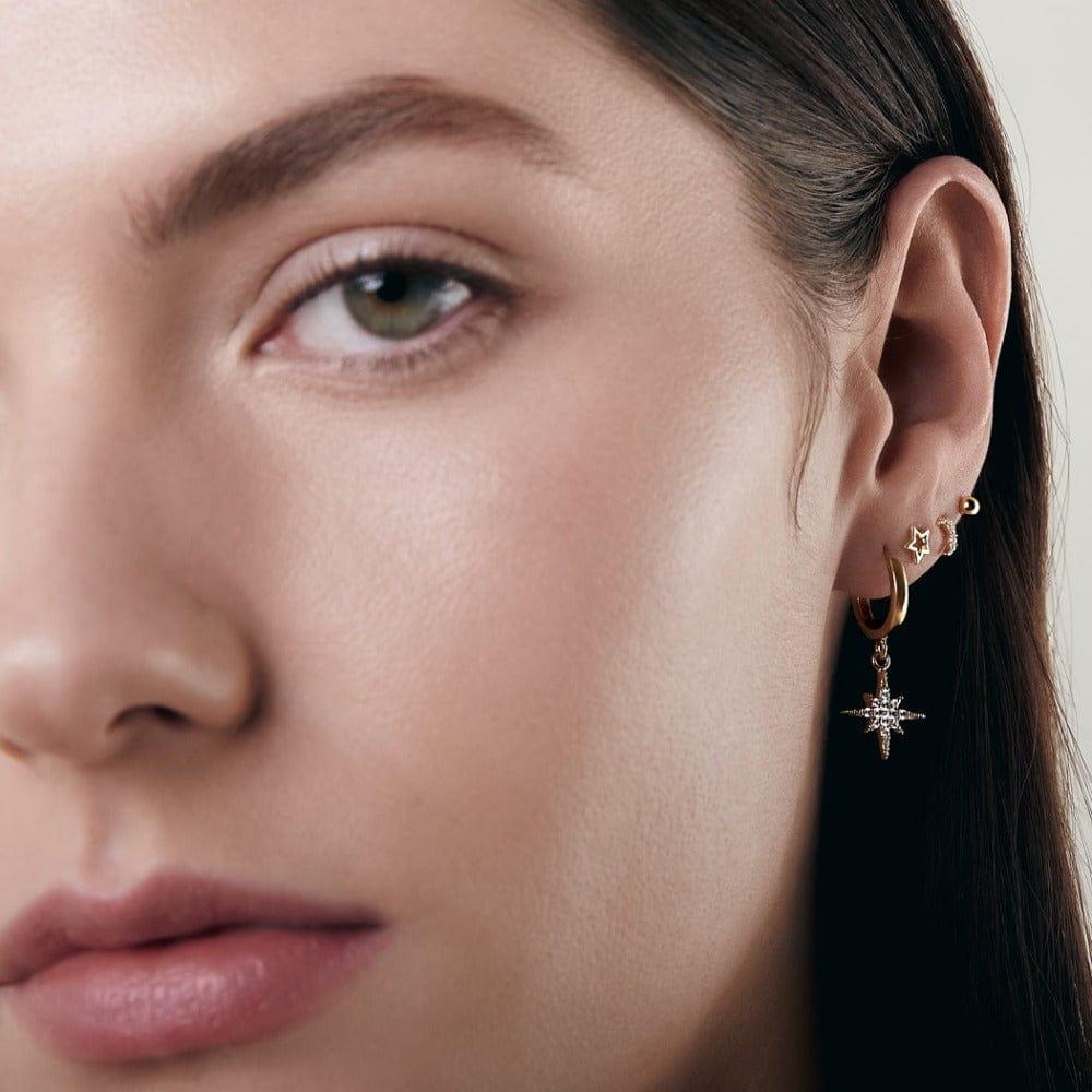 Orelia Starburst Huggie Hoop Earrings - Gold