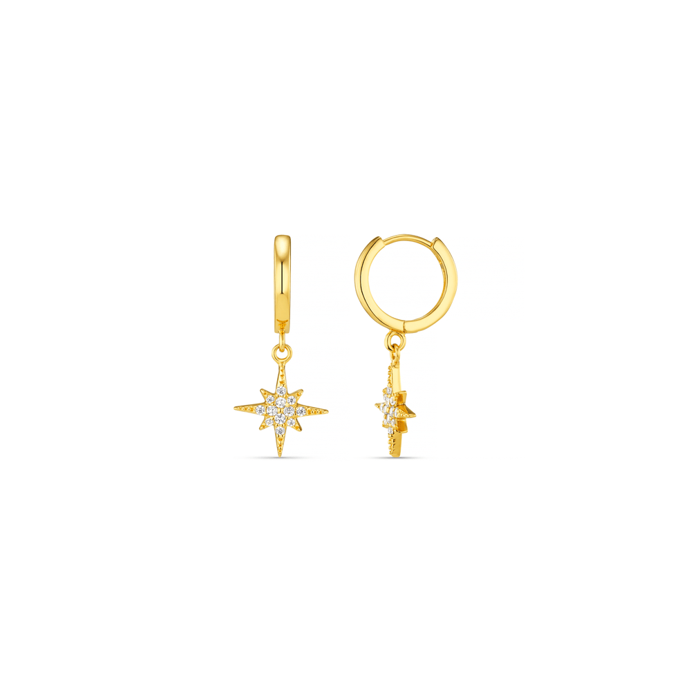 orelia Starburst Huggie Hoop Earrings - Gold