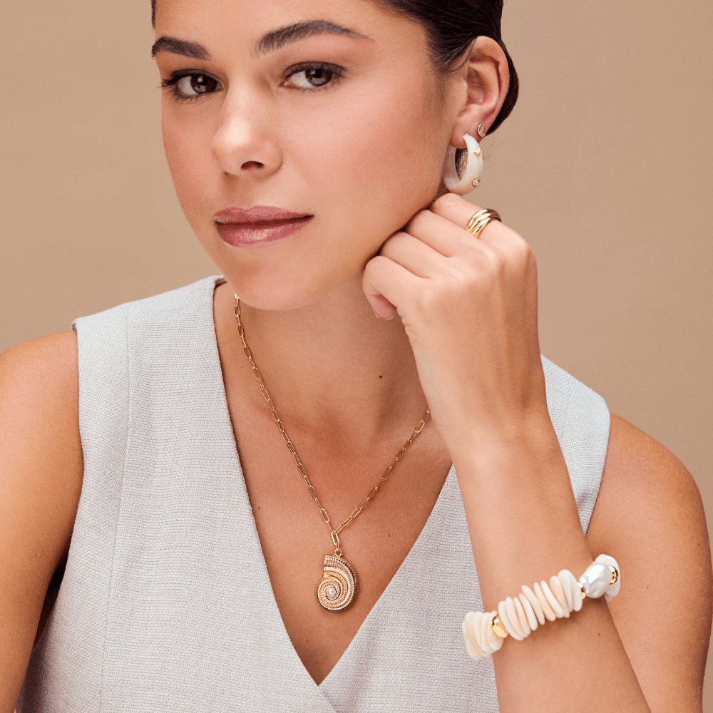 Orelia Statement Chip & Stationed Pearl Bracelet