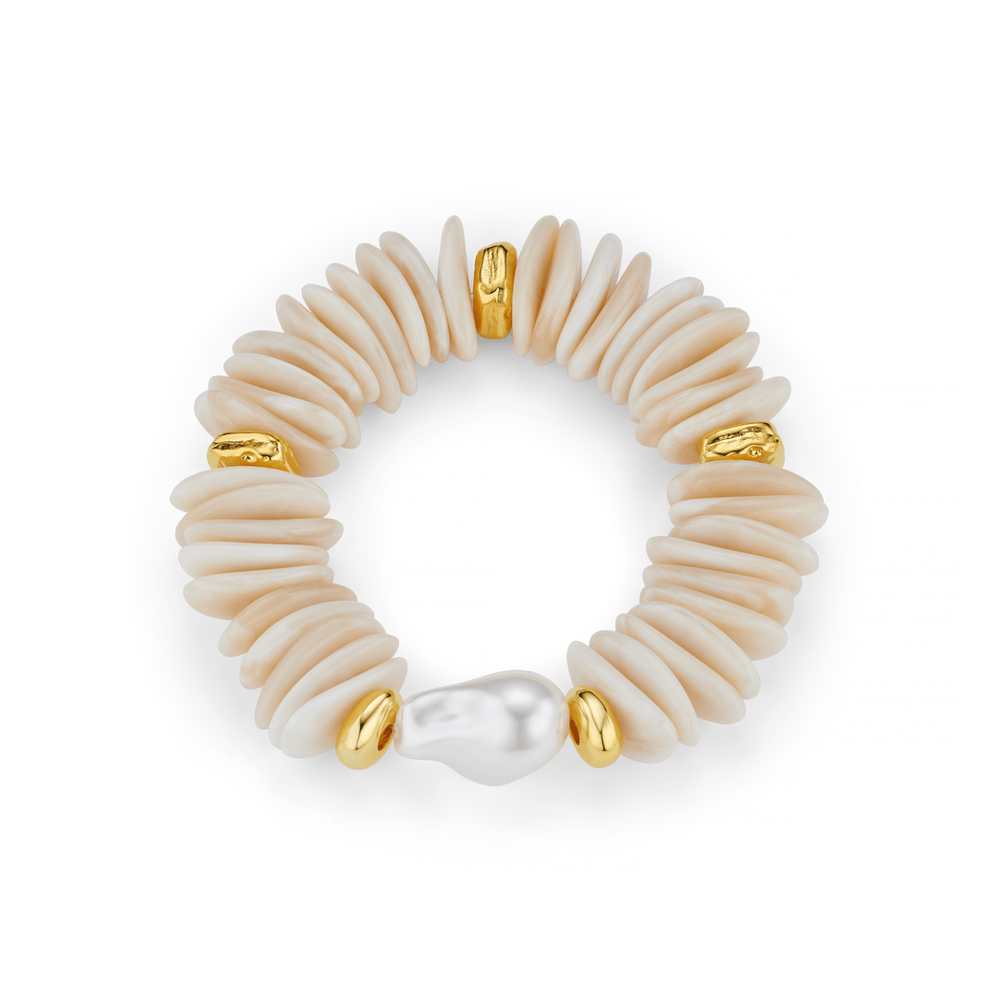 orelia Statement Chip & Stationed Pearl Bracelet
