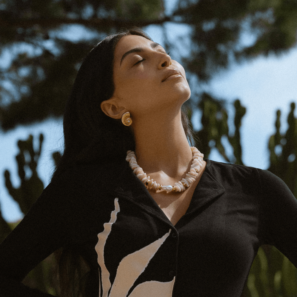 Orelia Statement Chip & Stationed Pearl Necklace