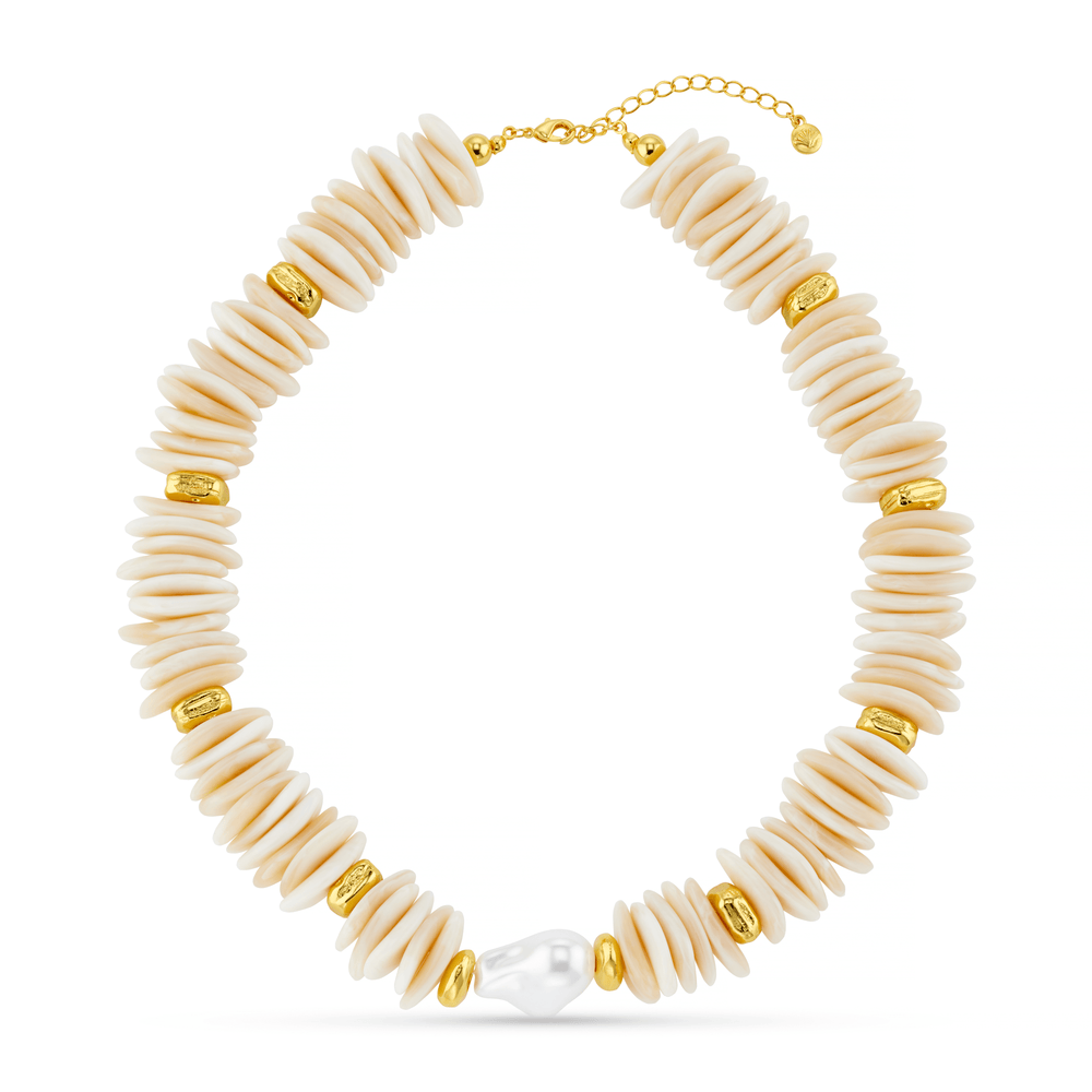 Orelia Statement Chip & Stationed Pearl Necklace