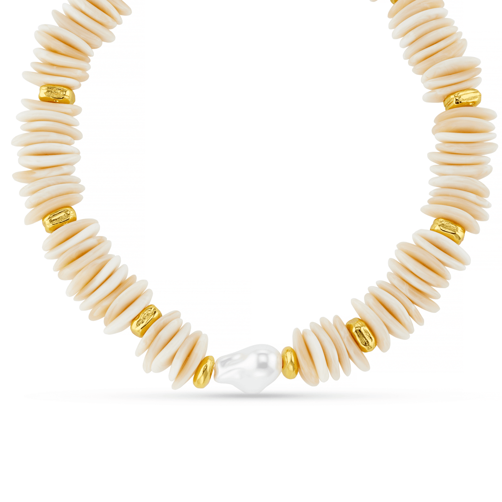 orelia Statement Chip & Stationed Pearl Necklace