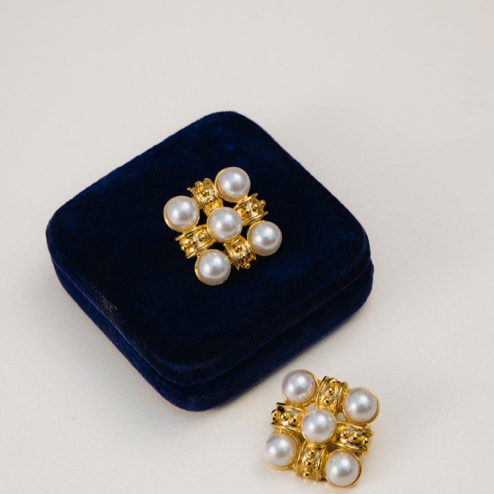 Orelia Statement Cross & Pearl Stud Earrings