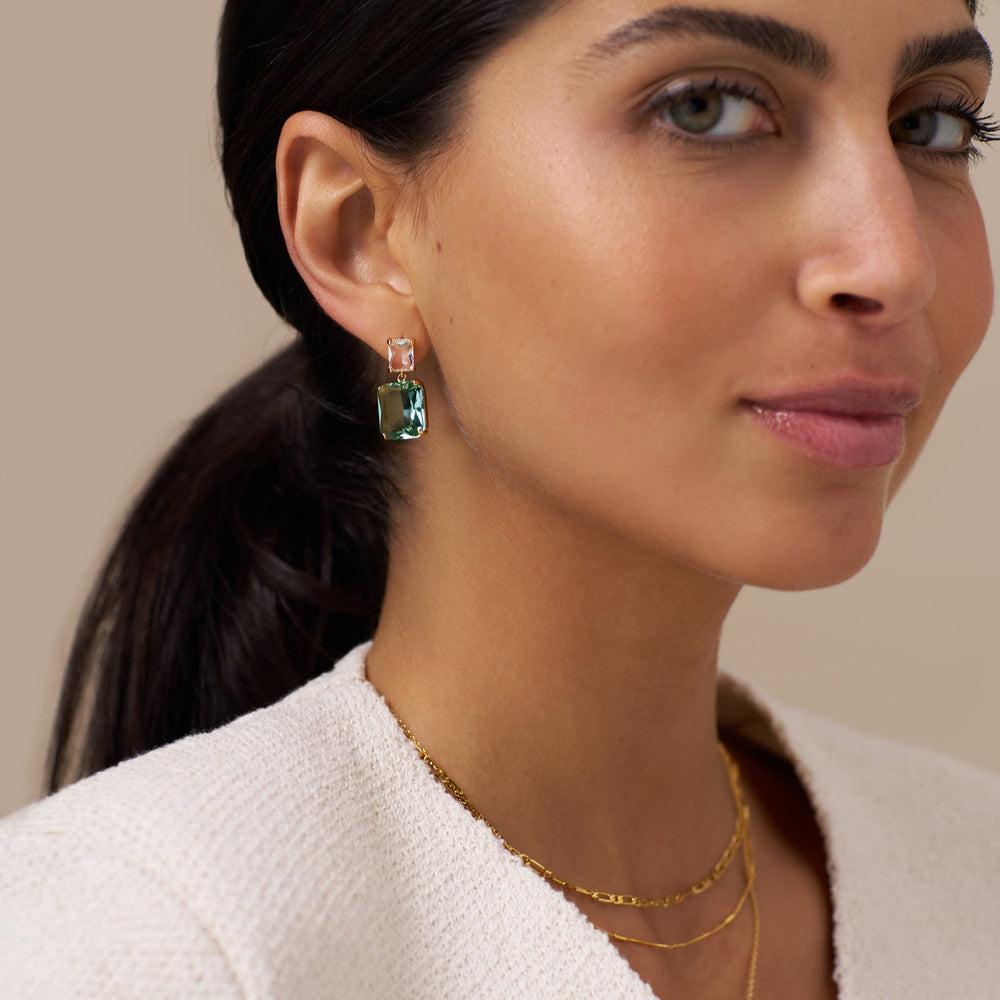 Orelia Statement Crystal Double Drop Earrings