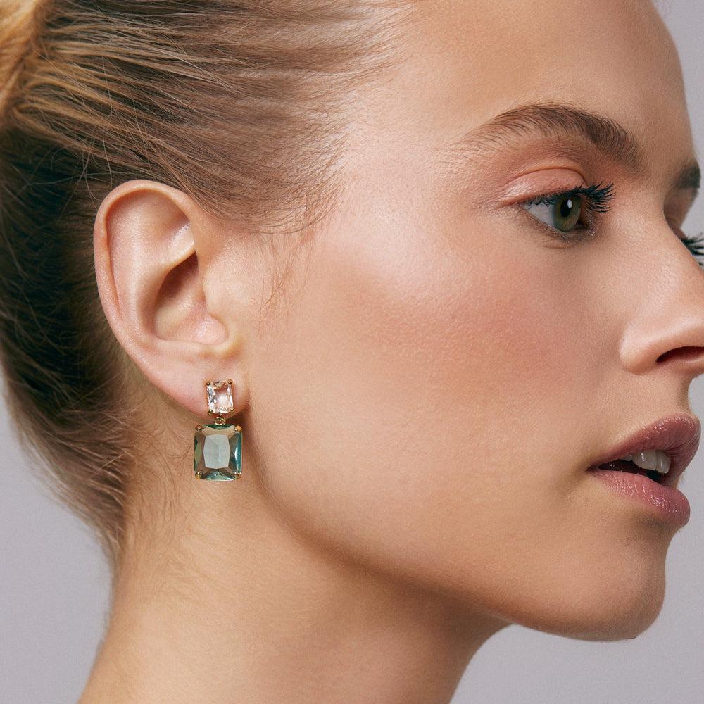 Orelia Statement Crystal Double Drop Earrings