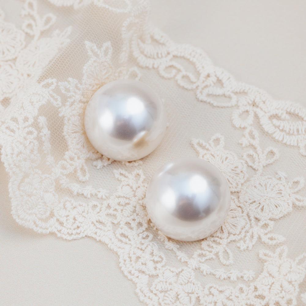 Orelia Statement Domed Pearl Stud Earrings