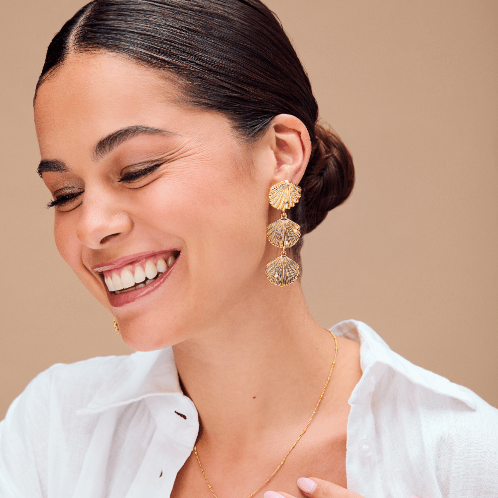 Orelia Statement Embellished Shell Drop Earrings