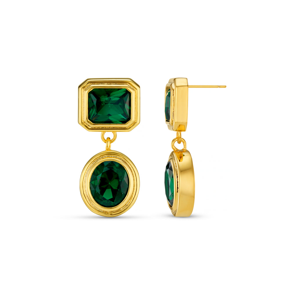 orelia Statement Emerald Deco Drop Earrings