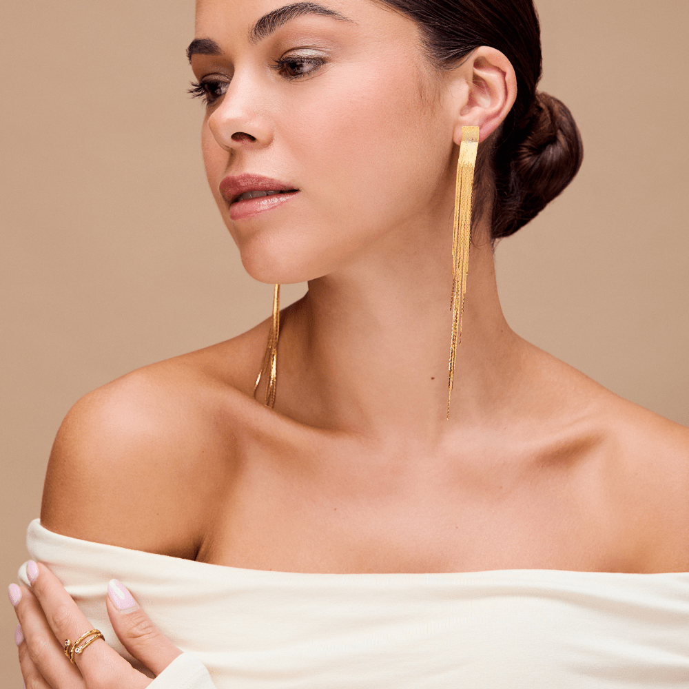 Orelia Statement Fringe Cascade Earrings