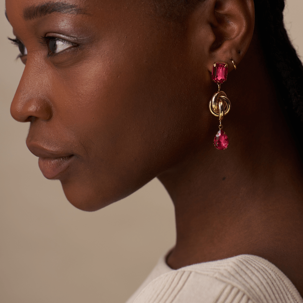 Orelia Statement Gem & Knot Drop Earrings