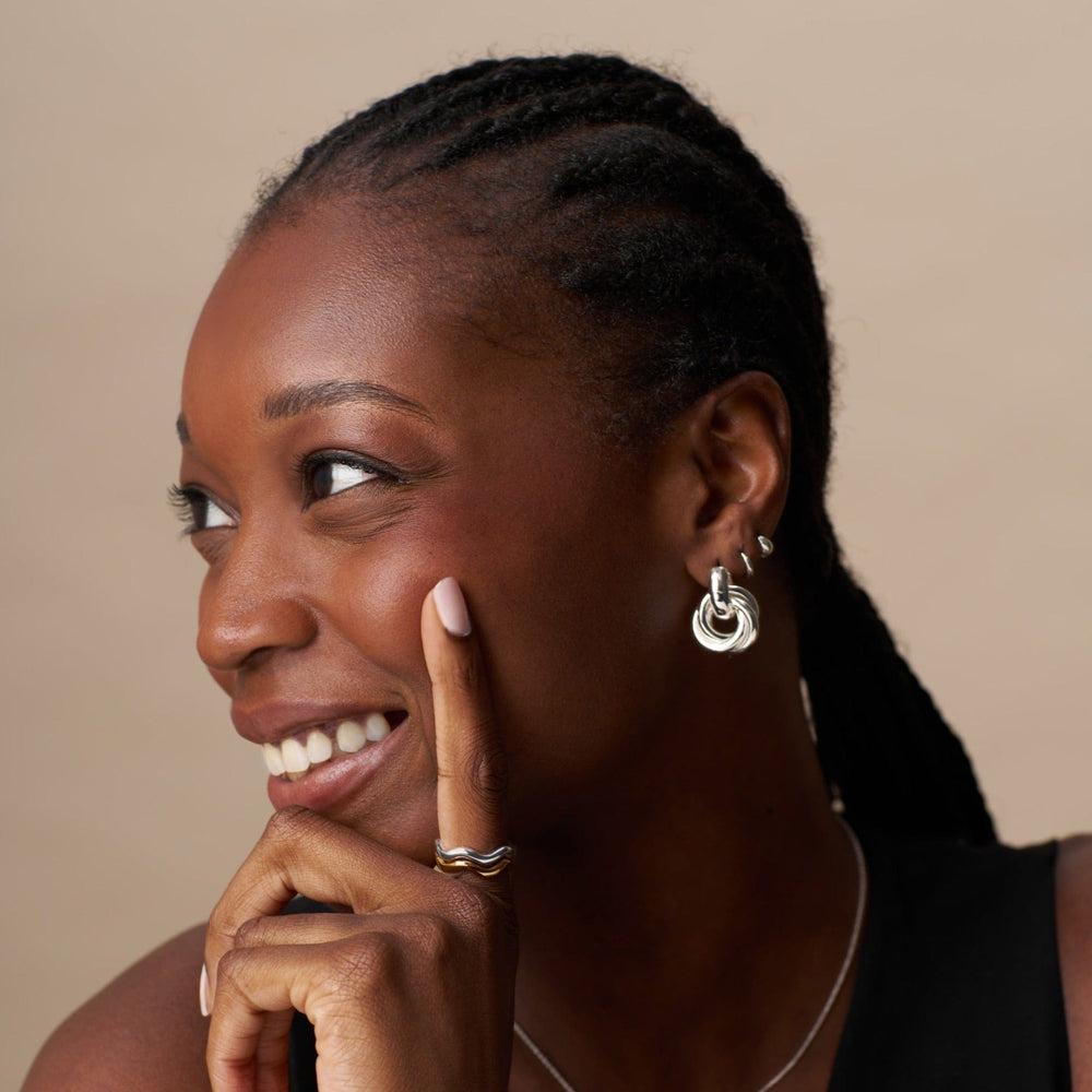 Orelia Statement Interlocking Earrings - Silver
