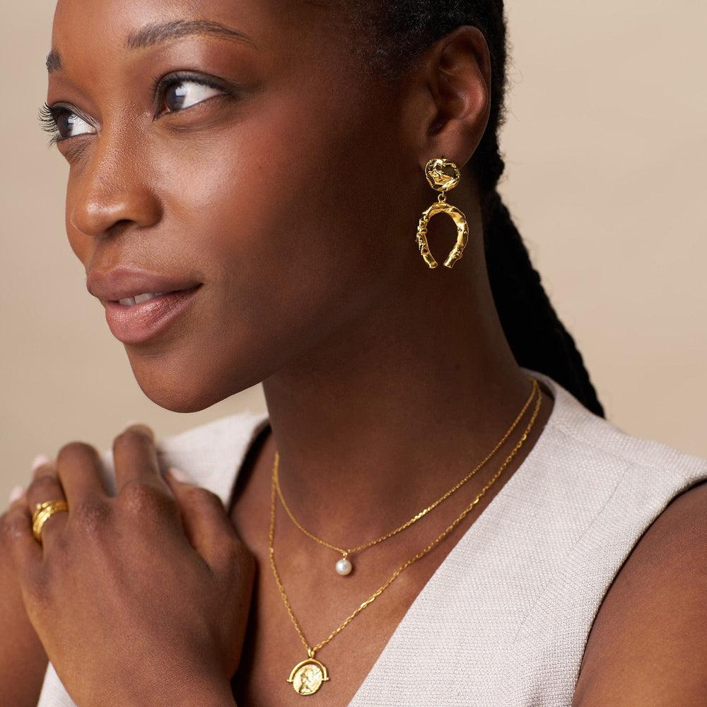 Orelia Statement Molten Horseshoe Drop Earrings